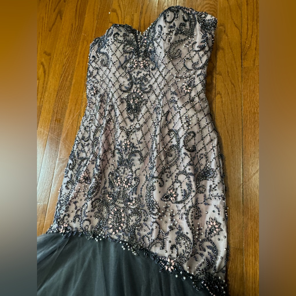 Smoke Tulle Long Beaded Dress